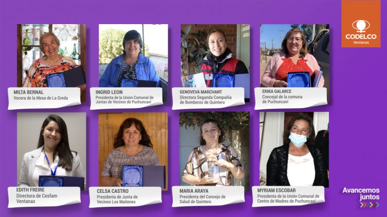 “8 mujeres en el 8M”: Codelco Ventanas distinguió a lideresas de Quintero y Puchuncaví “8 mujeres en el 8M”: Codelco Ventanas distinguió a lideresas de Quintero y Puchuncaví
